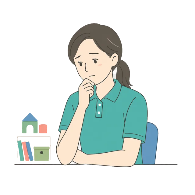 子どもや職員のことで悩む保育士