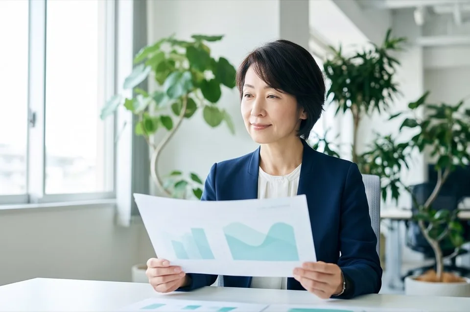 診断レポートを読む経営者
