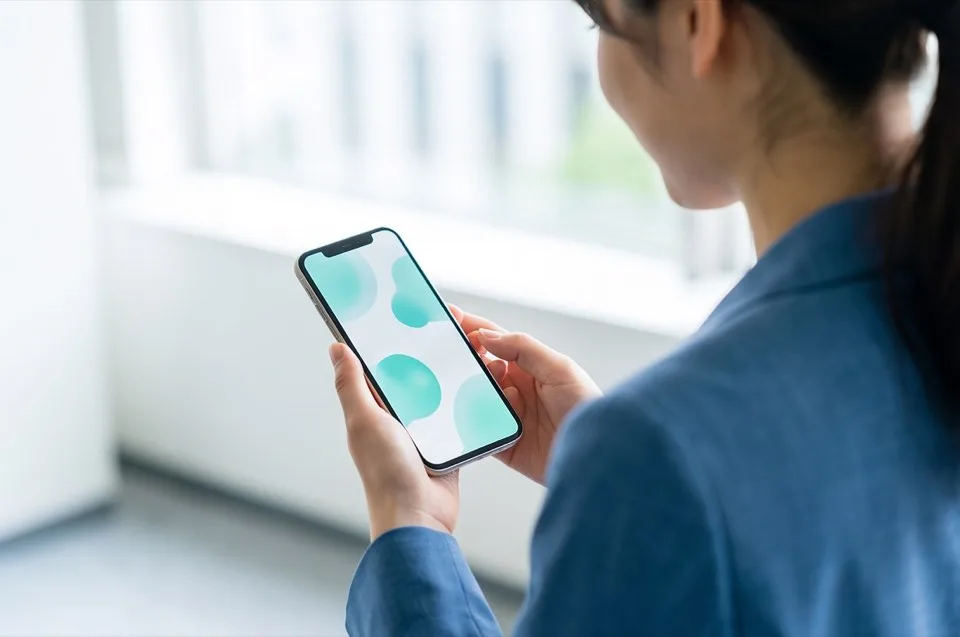 スマートフォンで診断に回答する様子